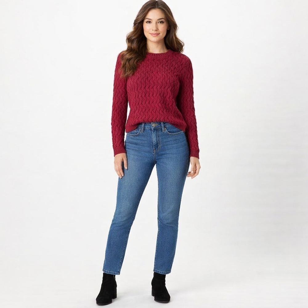 Jeanne Pierre M crew neck knit design  maroon sweaters